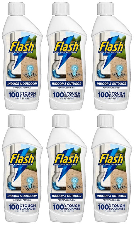 6 X Flash Sink & Drain Unblocker - 500Ml