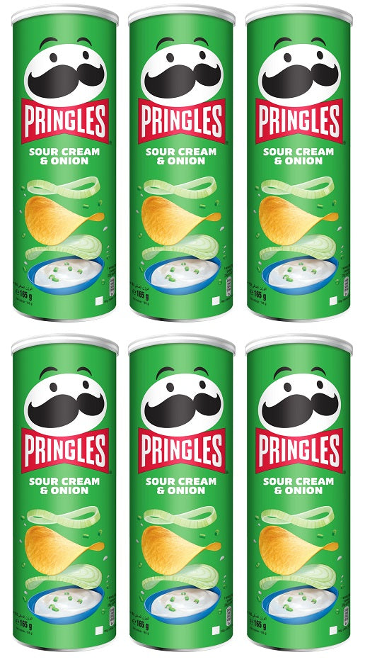 6 x Pringles Sour Cream & Onion - 165GM