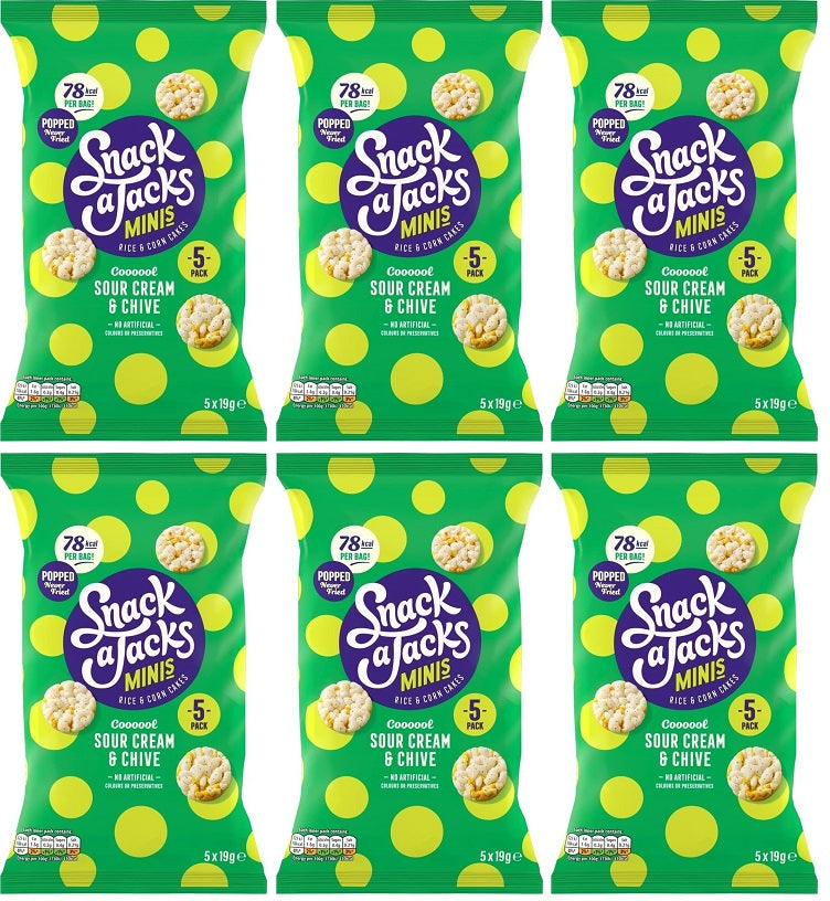 6 X Snack A Jacks Minis Sour Cream & Chive 5Pk - 5X19Gm