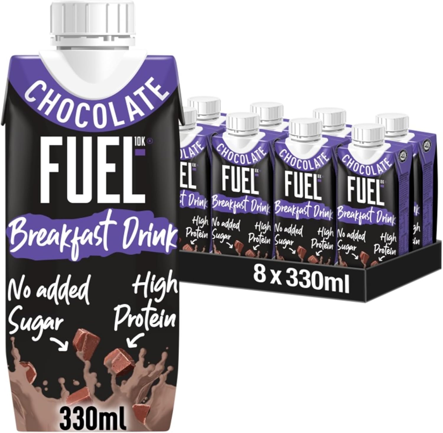 8 x Fuel10k Breakfast Drink Choc - 330ML