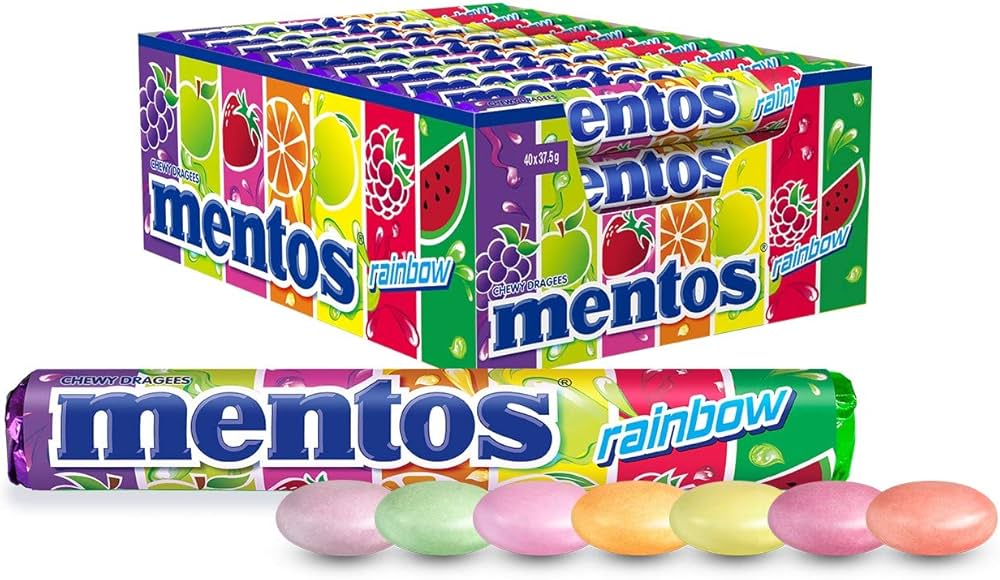 40 x Mentos Rainbow Chewy Dragees 37.5G