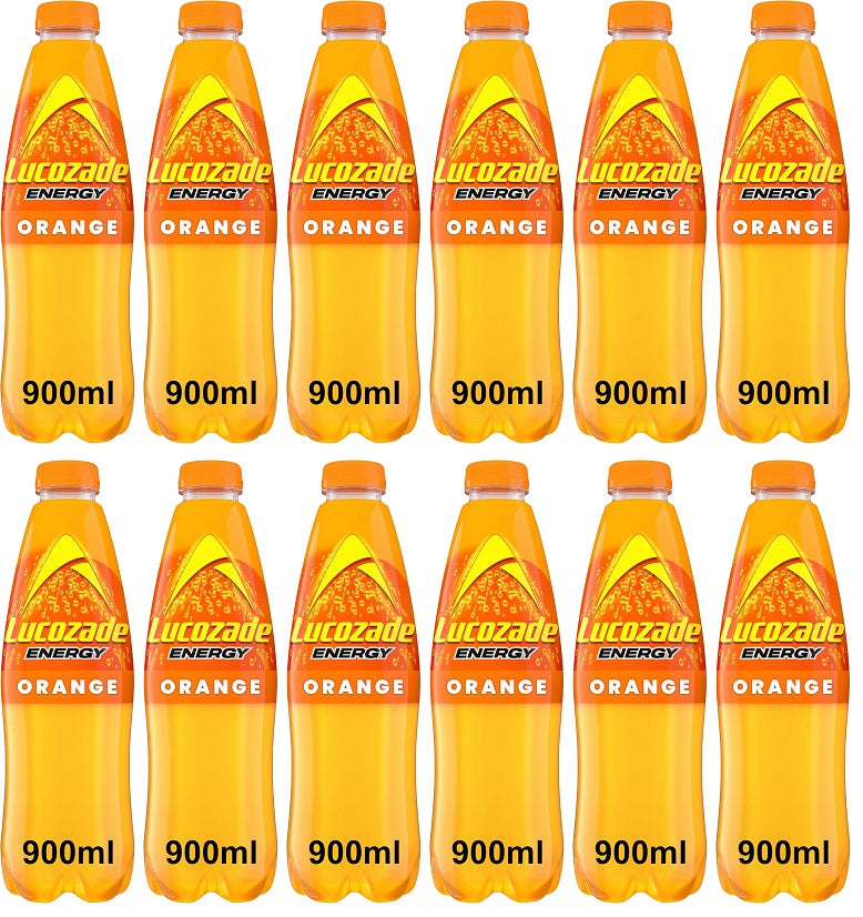 12 x Lucozade Energy Drink Orange 900Ml