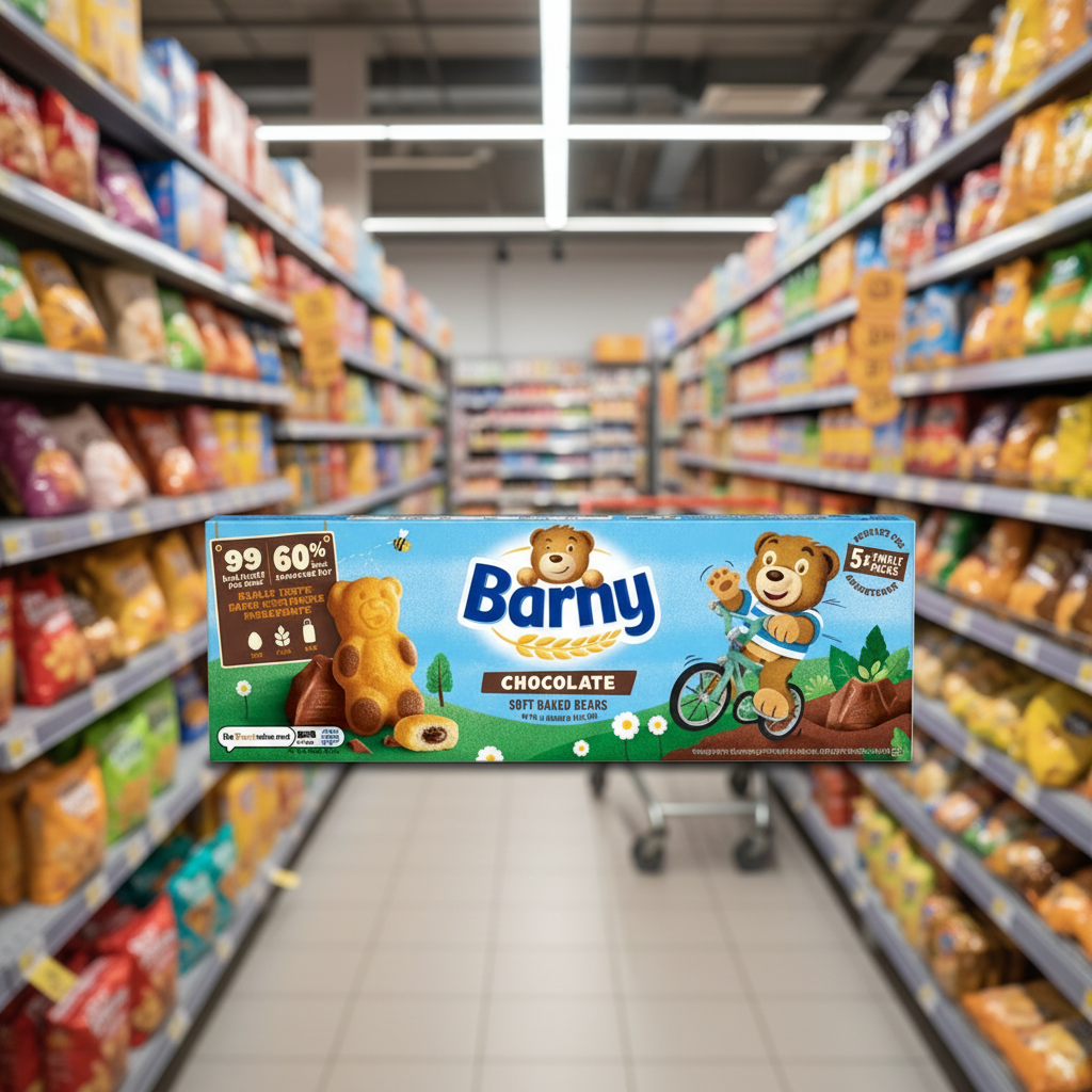 7 x Barny Chocolate Kids Sponge Bear 5 Packs 125Gm