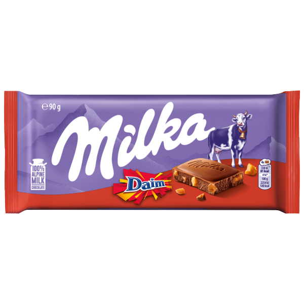 24 X Milka With Daim Large Chocolate Bar - 90Gm