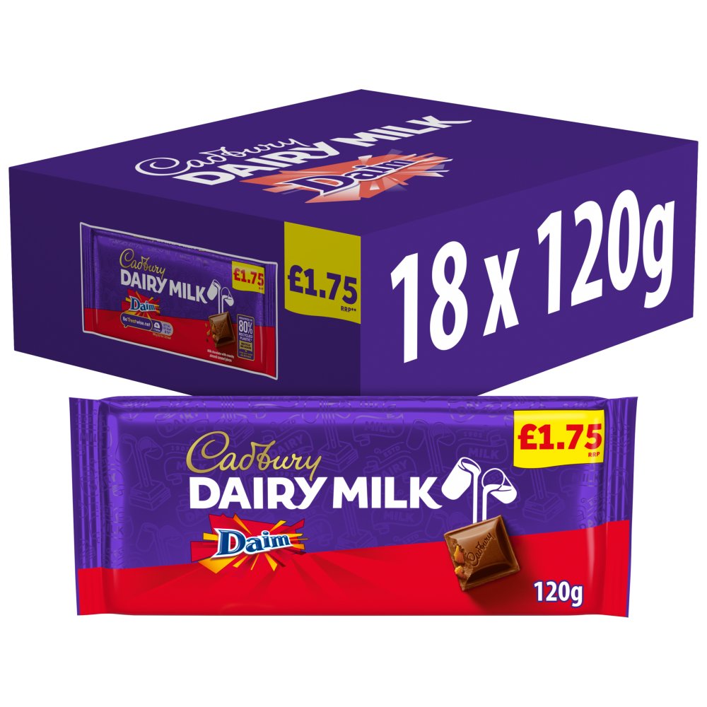 18 X Cadbury Dairy Milk With Daim Bar - 120Gm