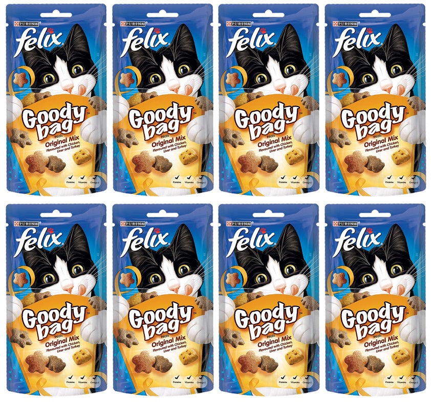 8 x Felix Goody Bag Cat Treats Original 60G