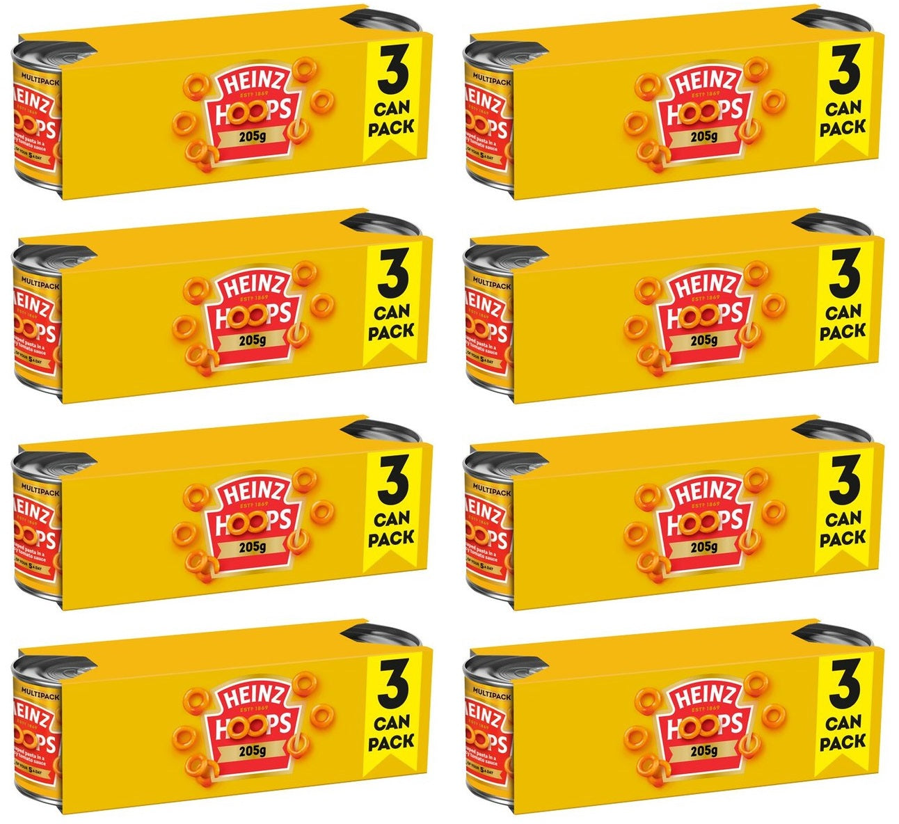 8 x Heinz Hoops 3 X 205G