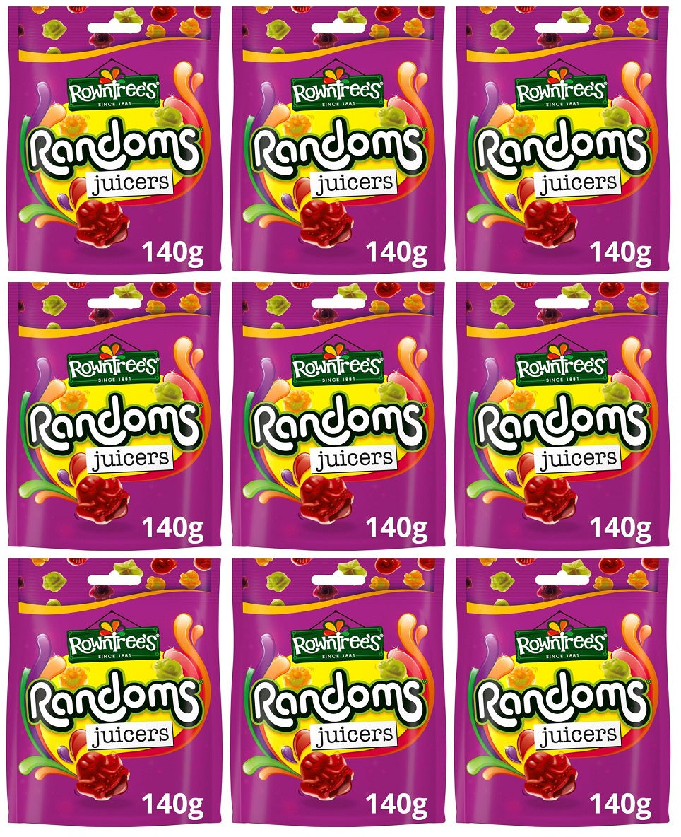 9 x Rowntree's Randoms Juicers Sweets Sharing Bag 140G