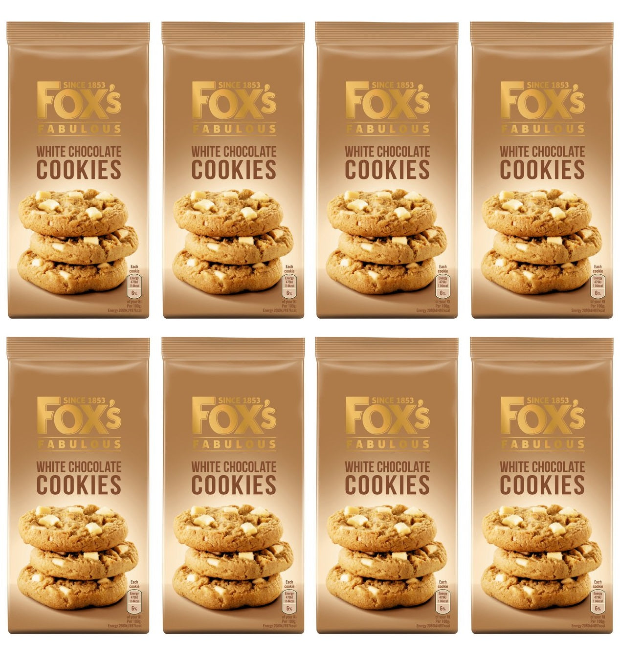 8 x Fox's Fabulous White Chocolate Cookies 180G