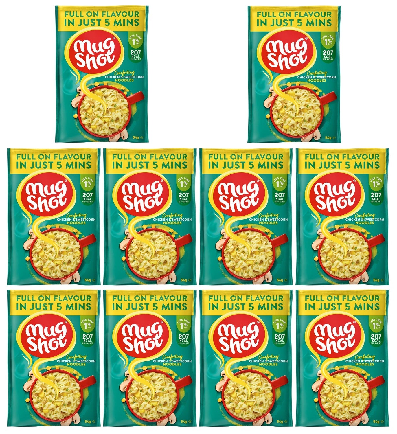 10 x Mug Shot Comforting Chicken & Sweetcorn Noodles 54G