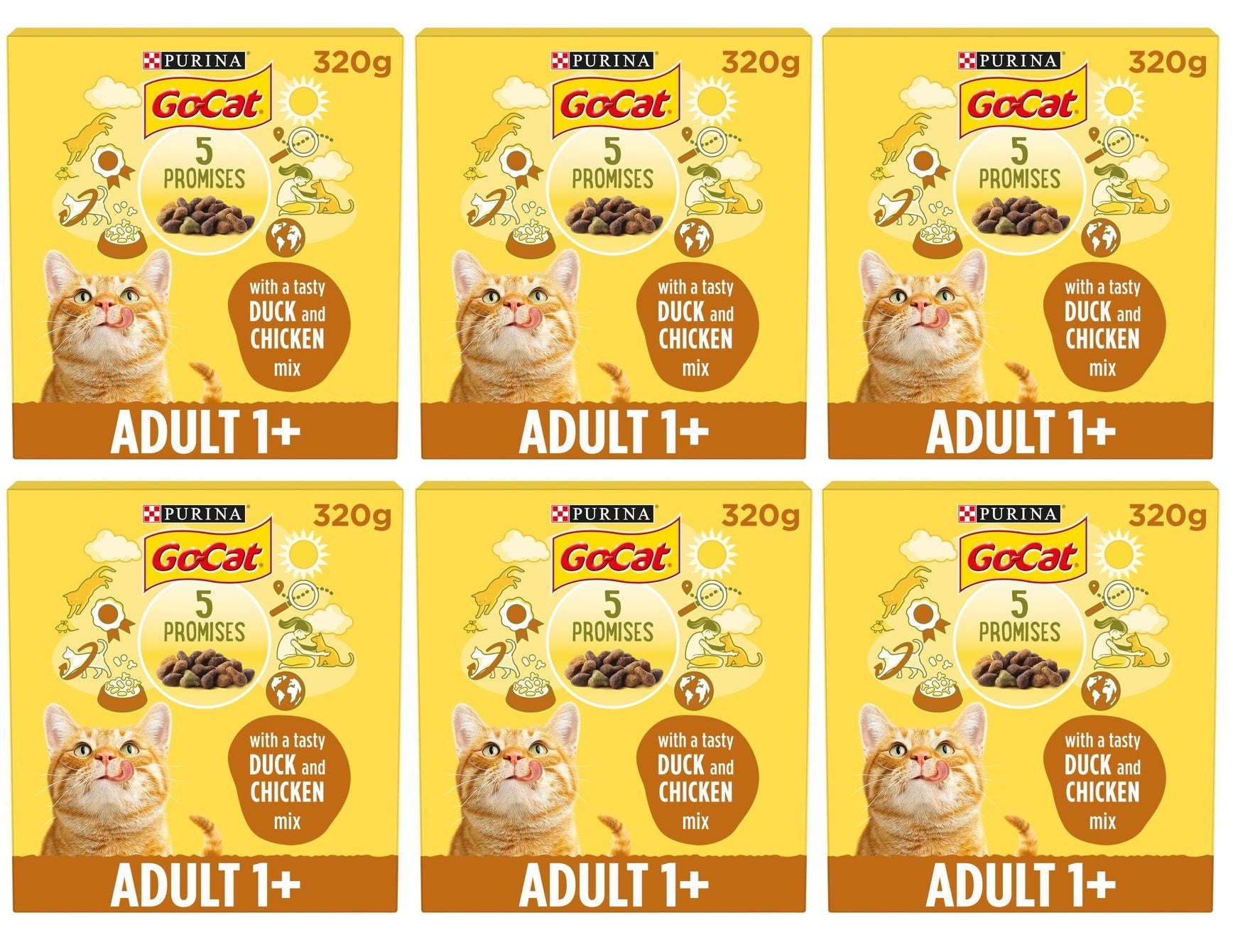 6 x Go-Cat® With Chicken And Turkey Mix With Vegetables Dry Cat Food 320G