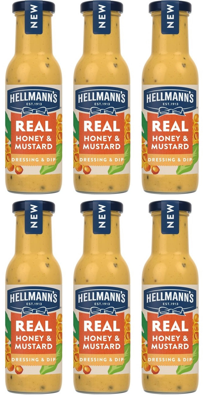 6 x Hellmann's Salad Dressing & Dip Real Honey & Mustard 250 Ml