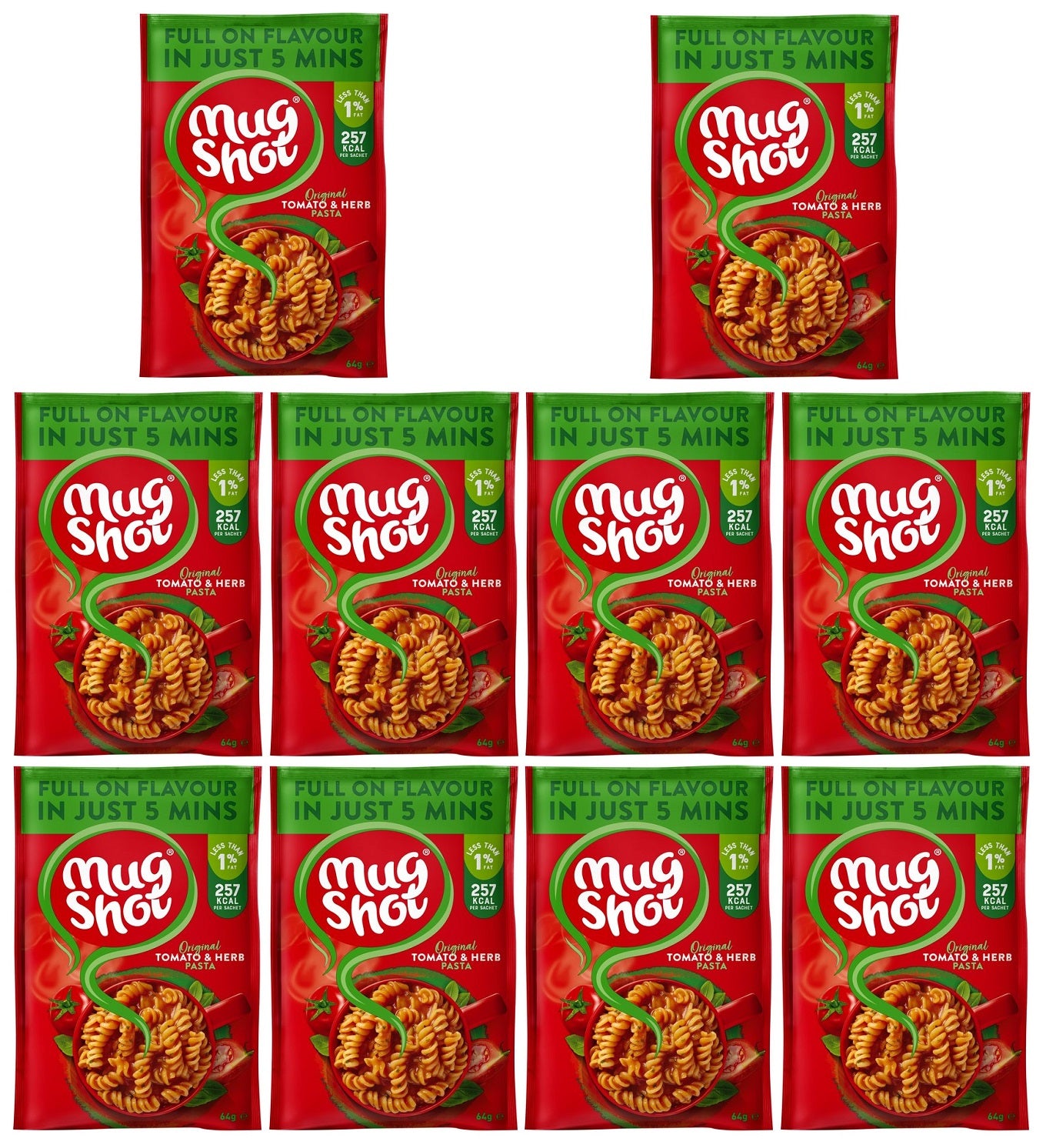 10 x Mug Shot Original Tomato And Herb Pasta 64G