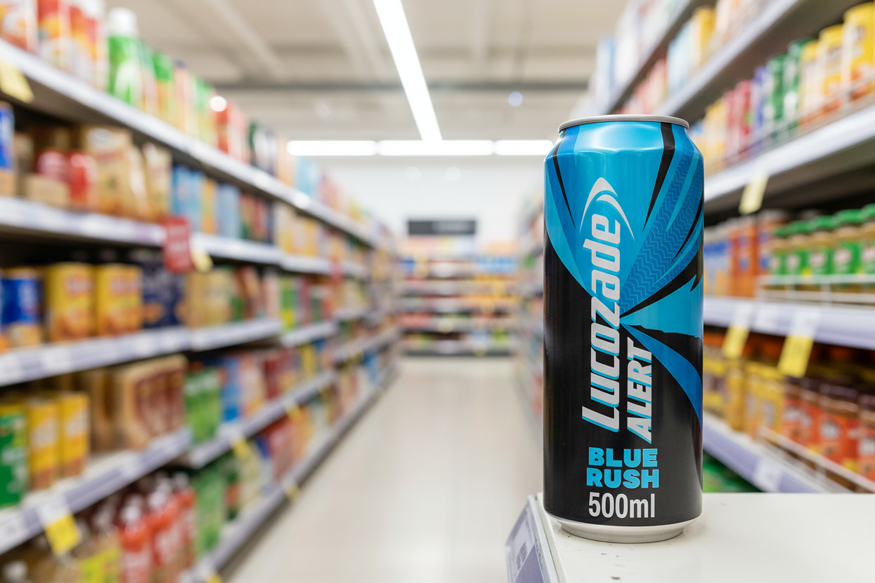 12 x Lucozade Alert Energy Drink Blue Rush 500Ml