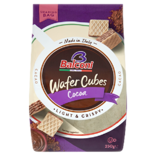 10 x Balconi Cubi Wafer Bag Cocoa - 250GM