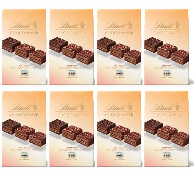 8 x Lindt Assorted Wafer Box - 138GM