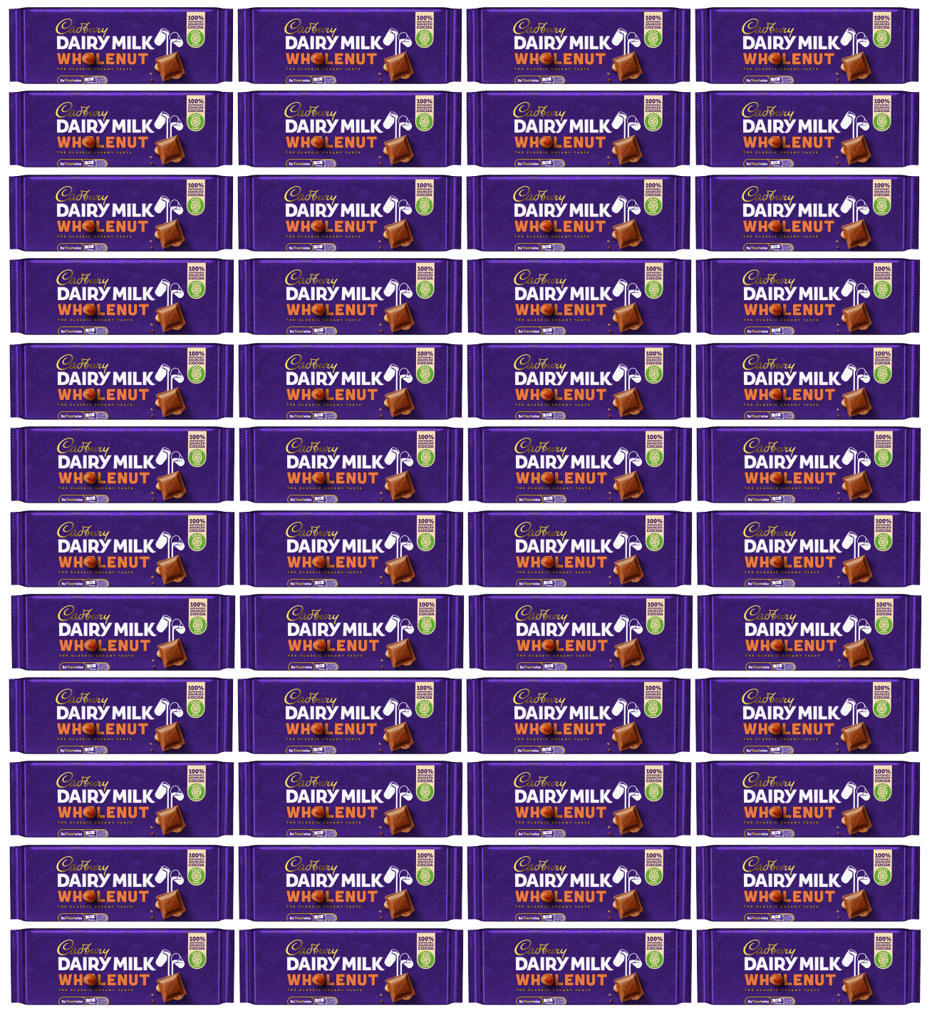 48 x Cadbury Wholenut Std Irish - 53Gm