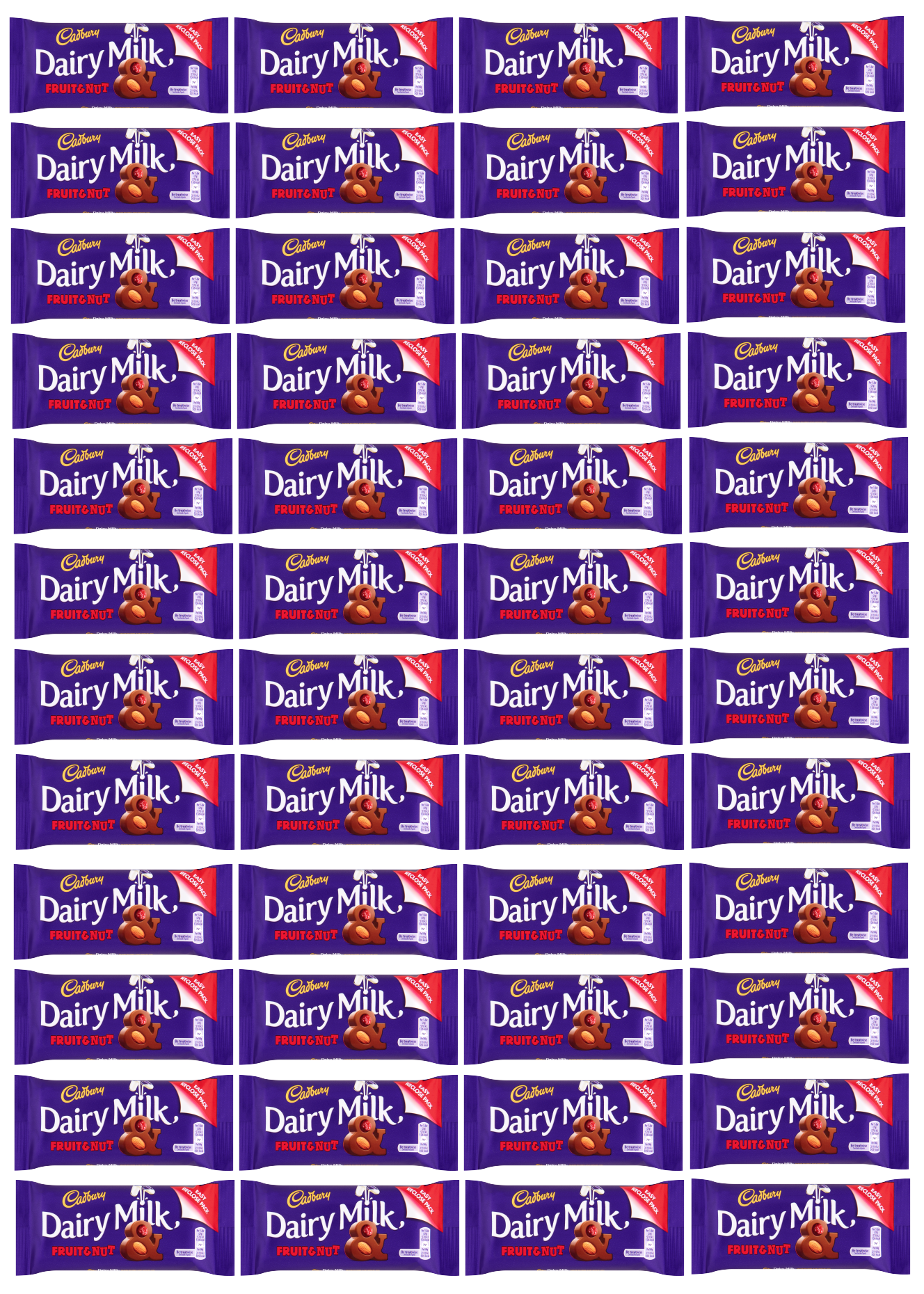 48 x Cadbury Fruit & Nut Std Irish - 53Gm