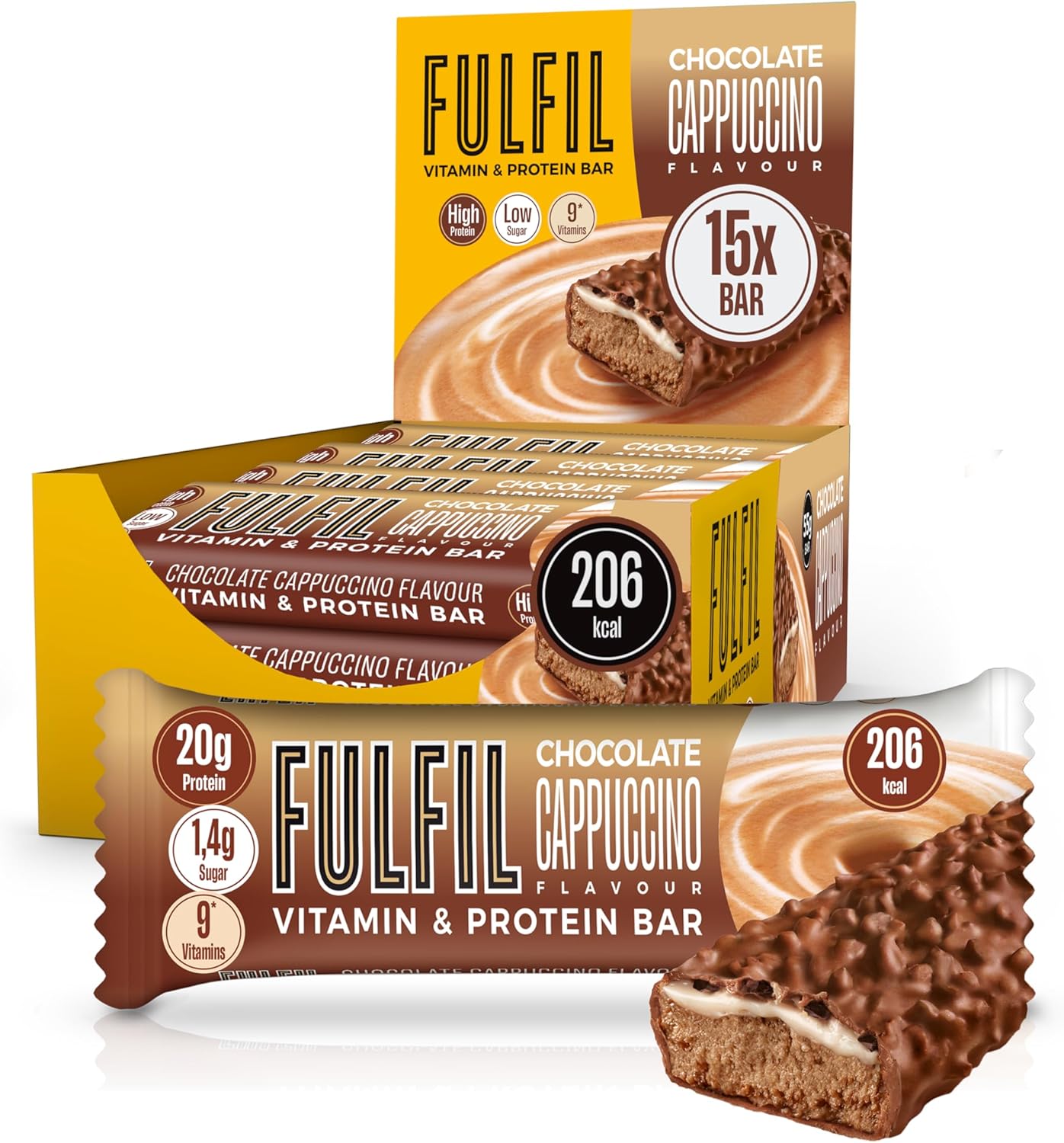 15 x Fulfil Chocolate Cappuccino Flavour Vitamin & Protein Bar 55G