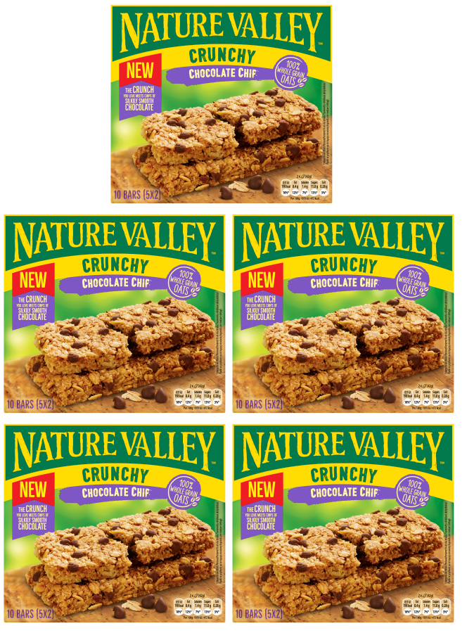 5 x Nature Valley Crunchy Choco Chips 5 Pack - 210GM
