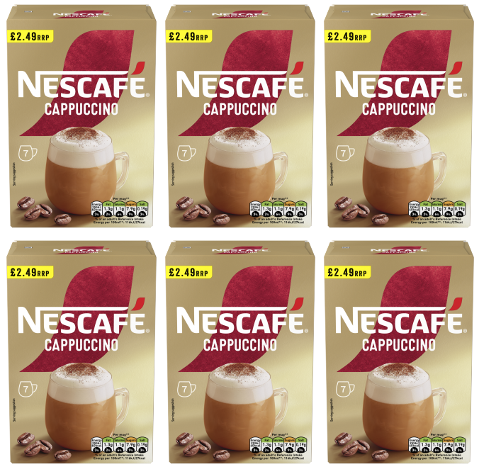 6 x Nescafe Cappuccino Frothy Coffee Sachets - 108