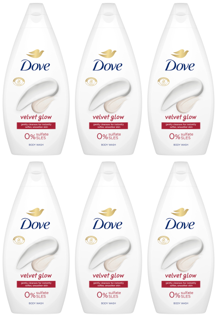 6 x Dove Body Wash Velvet Glow - 450ML