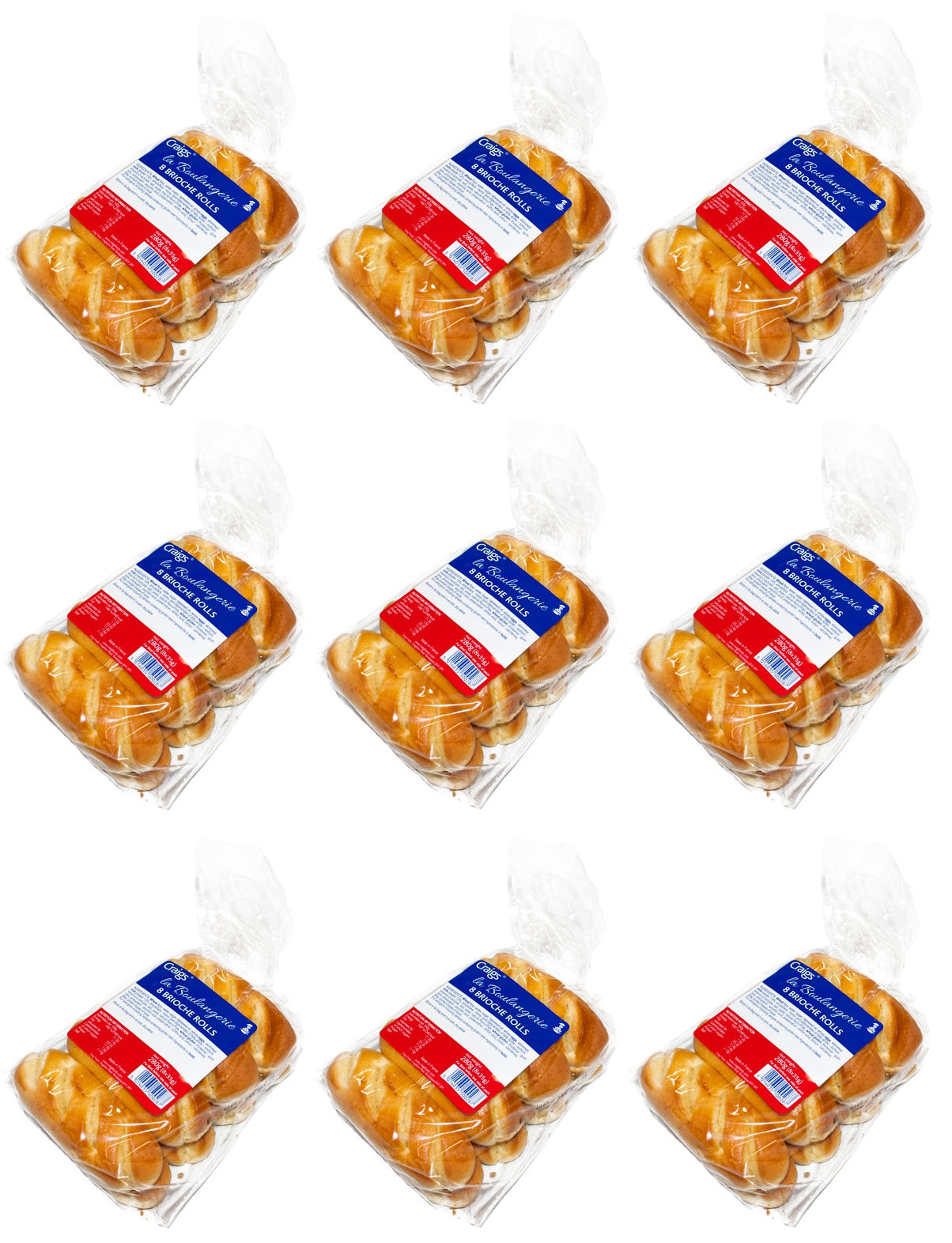 9 x Craigs Plain Brioche Rolls - 8