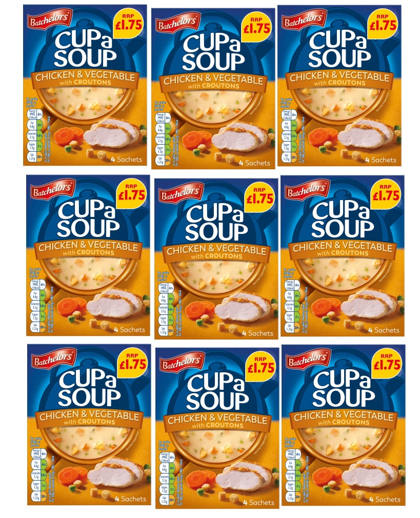 9 x Batchelors Cup A Soup Chicken & Veg With Croutons - 110G