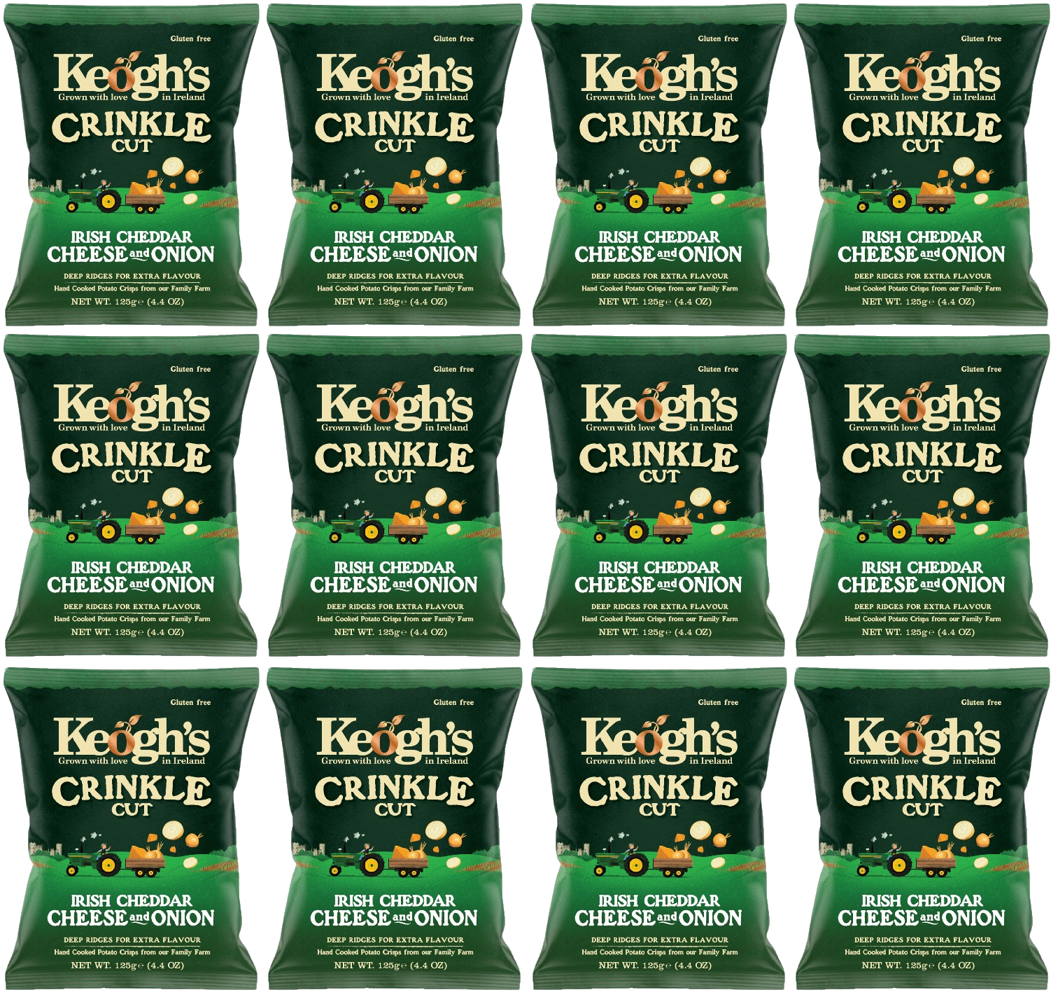 12 x Keogh's Crinkle Cut Cheddar Cheese And Red Onion 125G