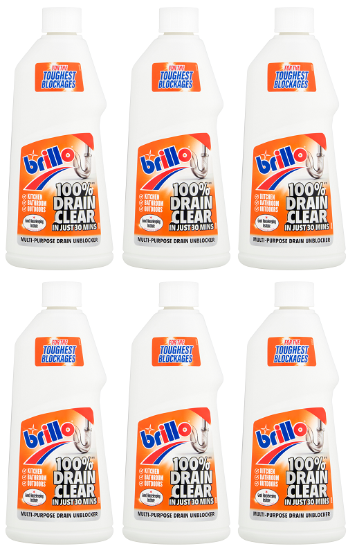 6 X Brillo Drain Cleaner - 600Ml