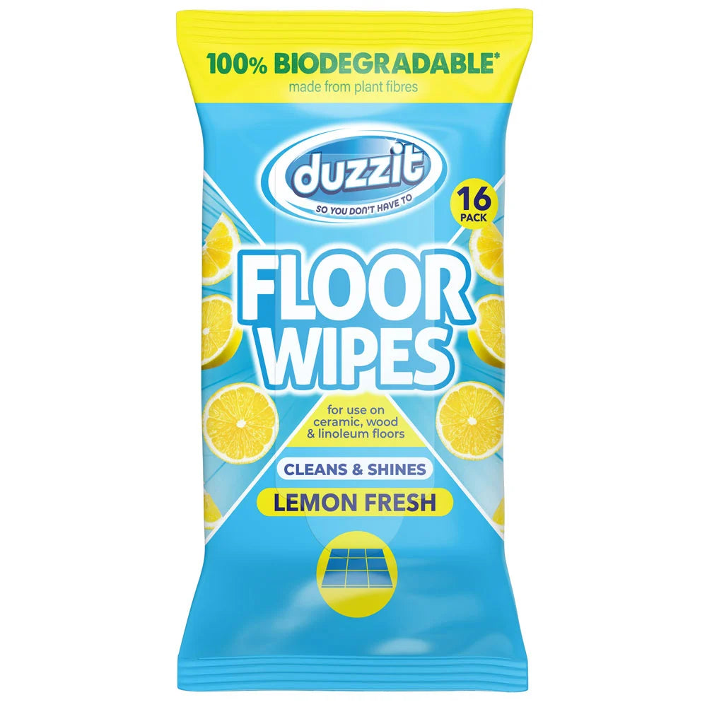 12 X Duzzit Floor Wipes Lemon - 16 Pack