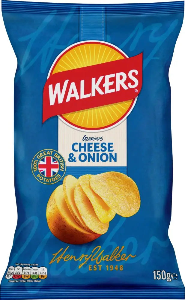 6 X Walkers Cheese & Onion Sharing Bag - 150Gm