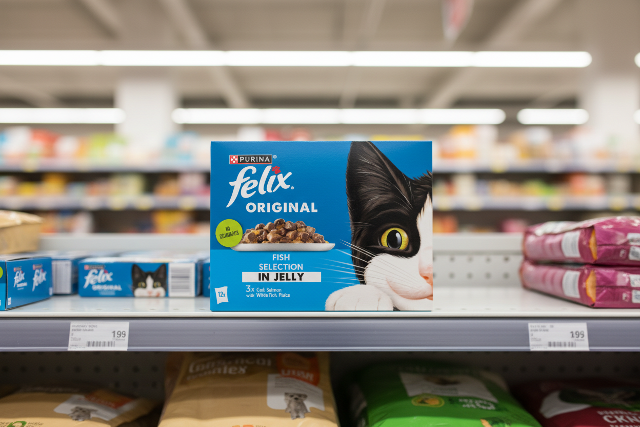 4 x Felix Original Fish Selection In Jelly Wet Cat Food 12X85G