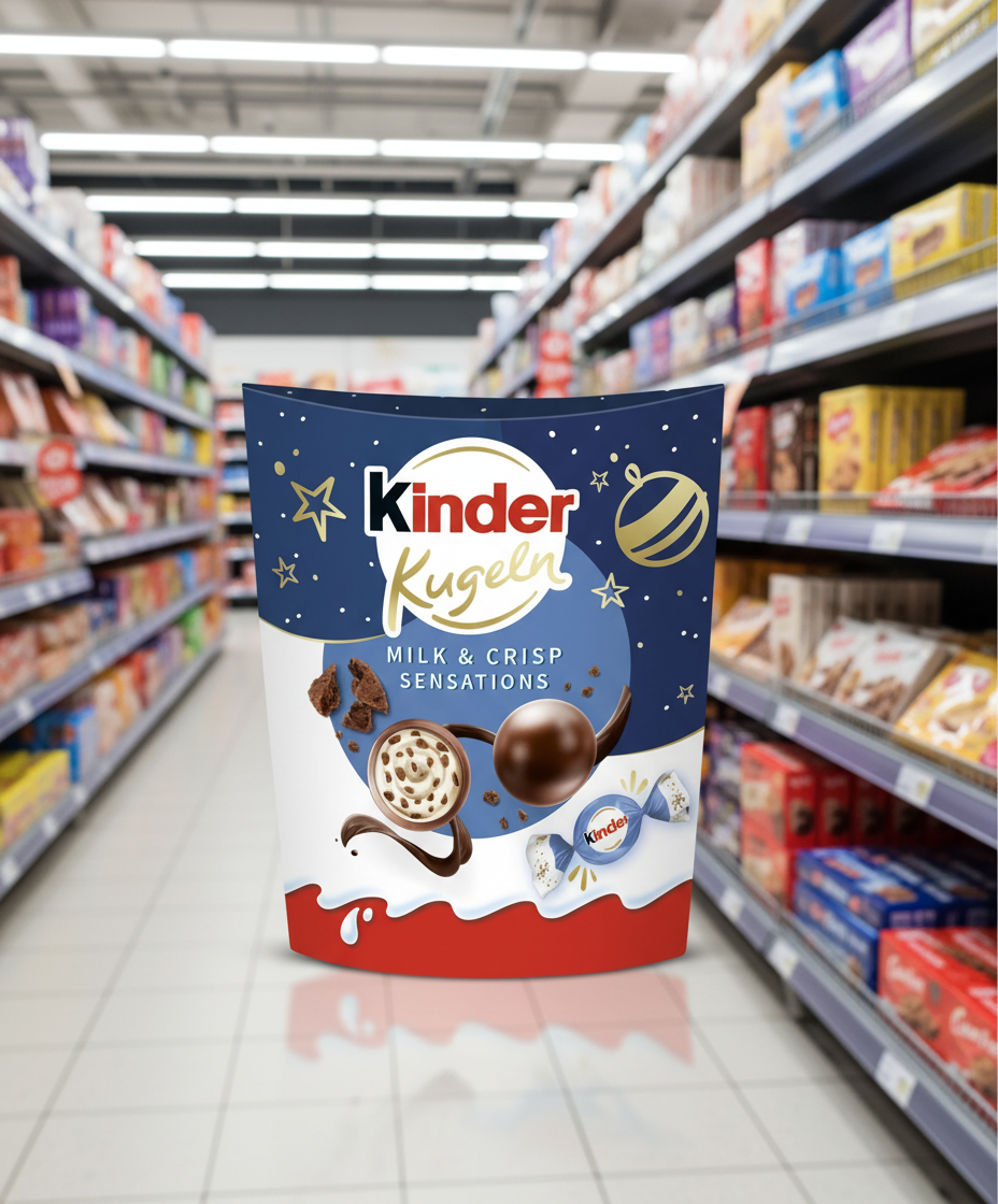 17 x Kinder Xmas Choco Balls Milk & Crisp Sensations - 90GM