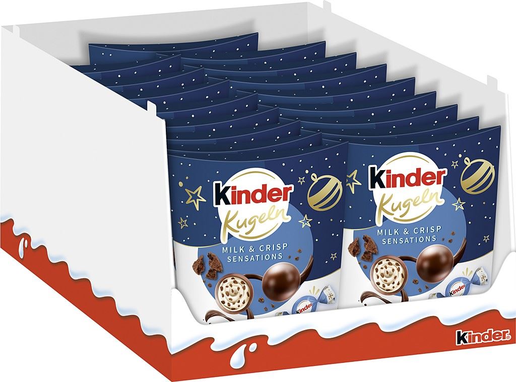 17 x Kinder Xmas Choco Balls Milk & Crisp Sensations - 90GM