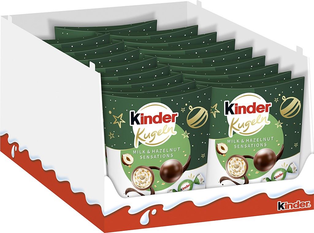 17 x Kinder Xmas Choco Balls Milk & Hazelnut Sensations - 90GM