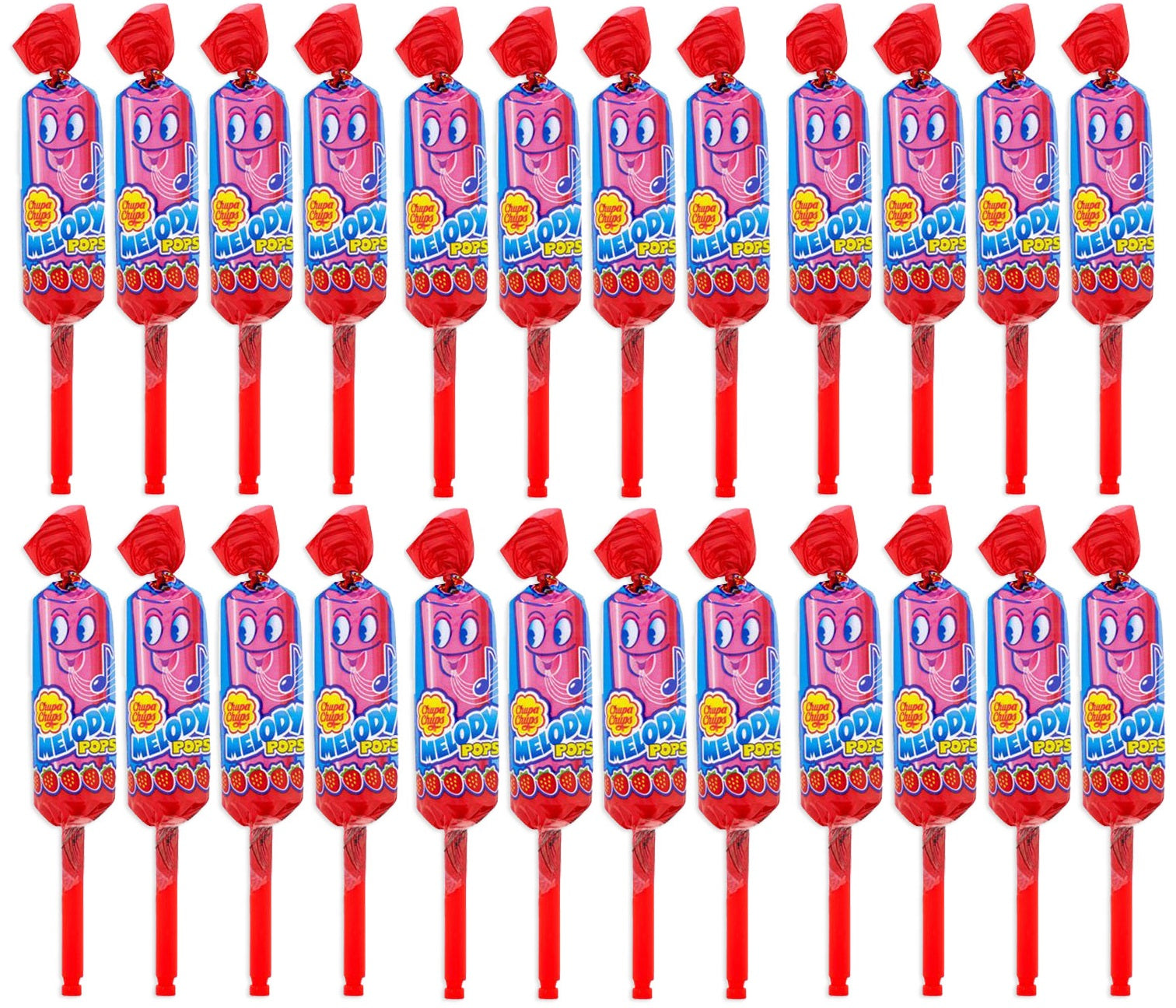 24 x Chupa Chups Melody Pops Strawberry 15G