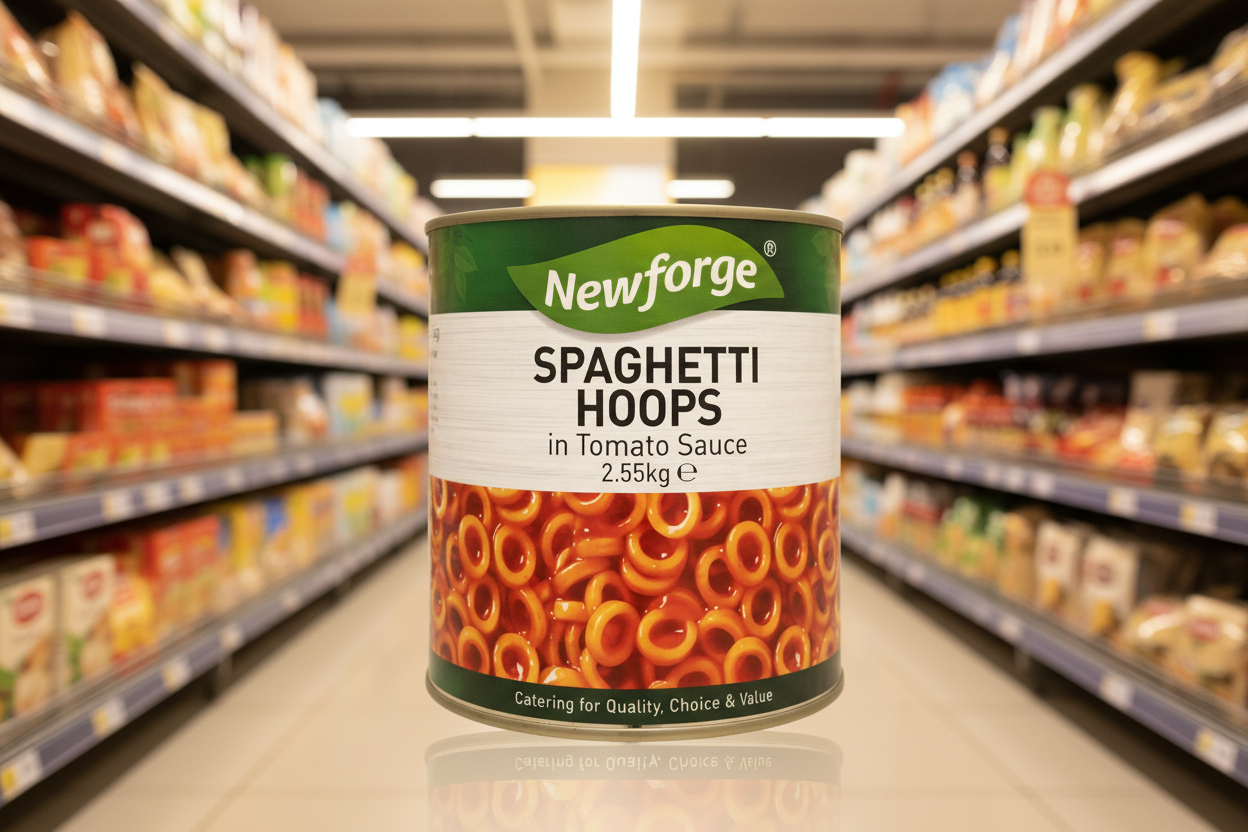 6 x Newforge Spaghetti Hoops In Tomato Sauce 2.55Kg