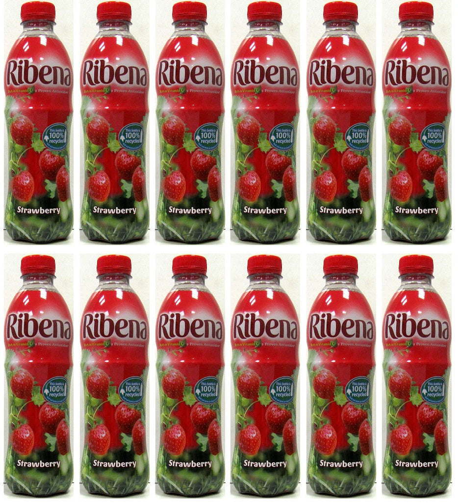 12 x Ribena Strawberry Juice Drink No Added Sugar 500Ml