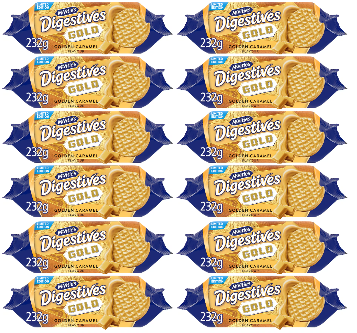 12 x Mcvities Limited Edition Golden Caramel Flavour Digestives 232G