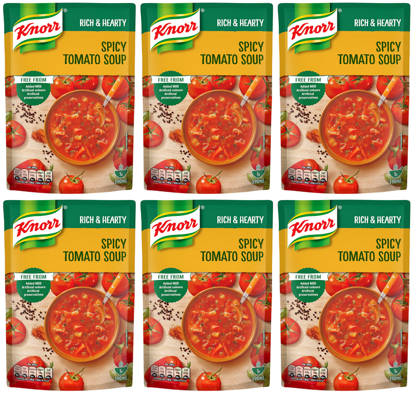 6 x Knorr Rich & Hearty Spicy Tomato Soup 390G