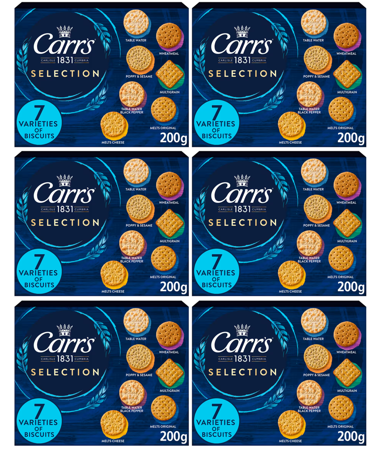 6 x Carrs Crackers Selection 200G