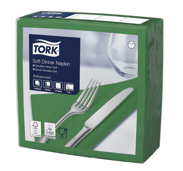 Tork Dinner Napkin Dark Green 2Ply 150Pk