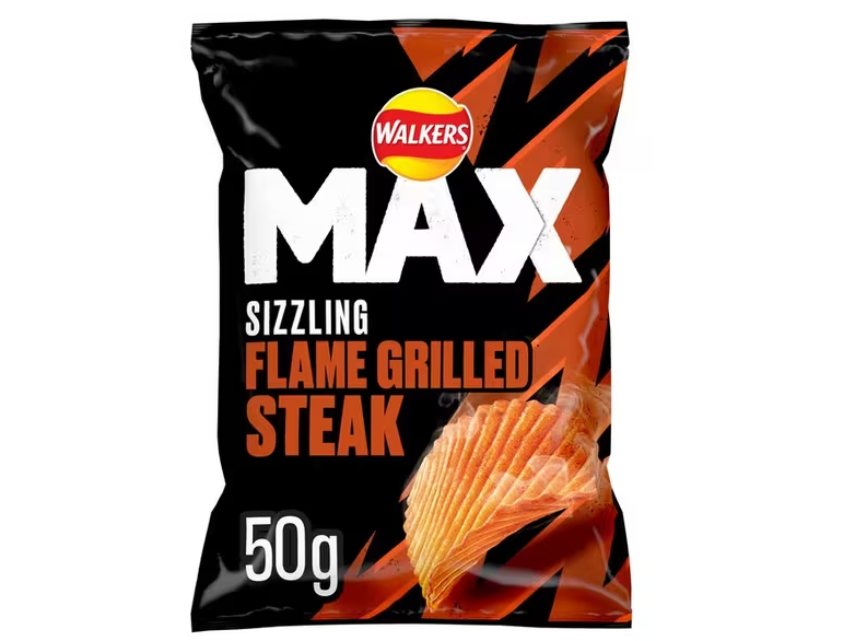 15 x Walkers Max Flamed Grilled Steak - 70GM