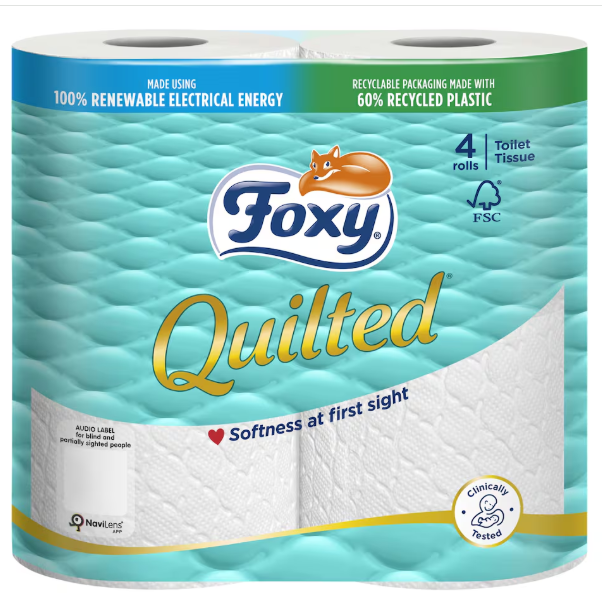 10 x Foxy Toilet Tissue Quilted - 4 PACK