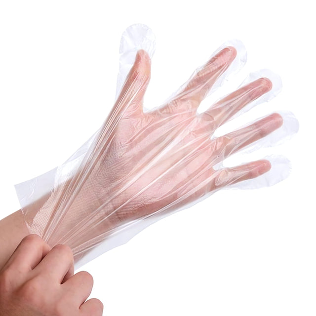 500 x Clear Poly Gloves - MEDIUM