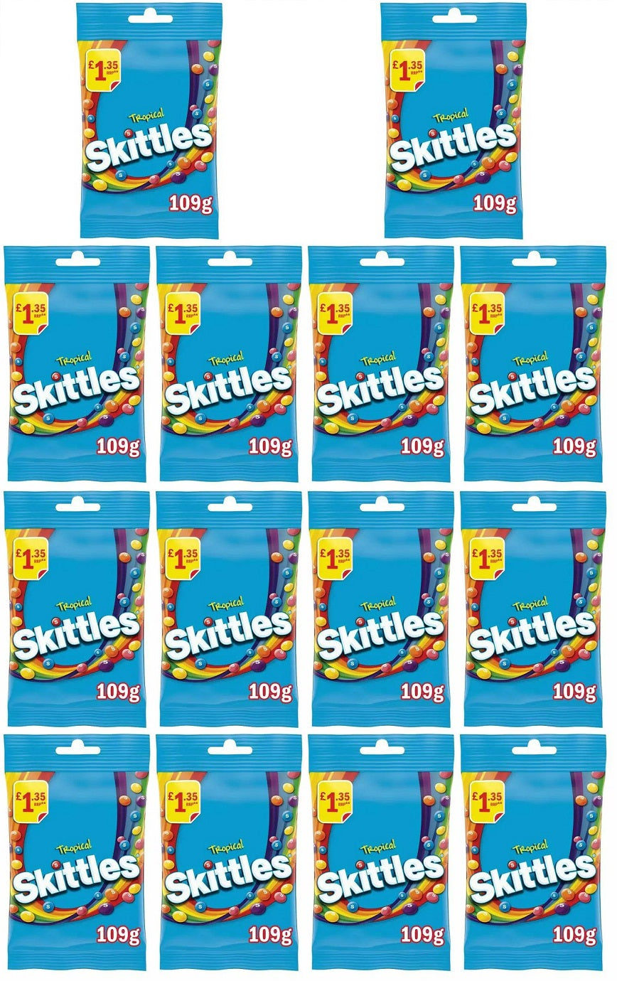 14 x Skittles Tropical Flavoured Treat Bag - 109GM