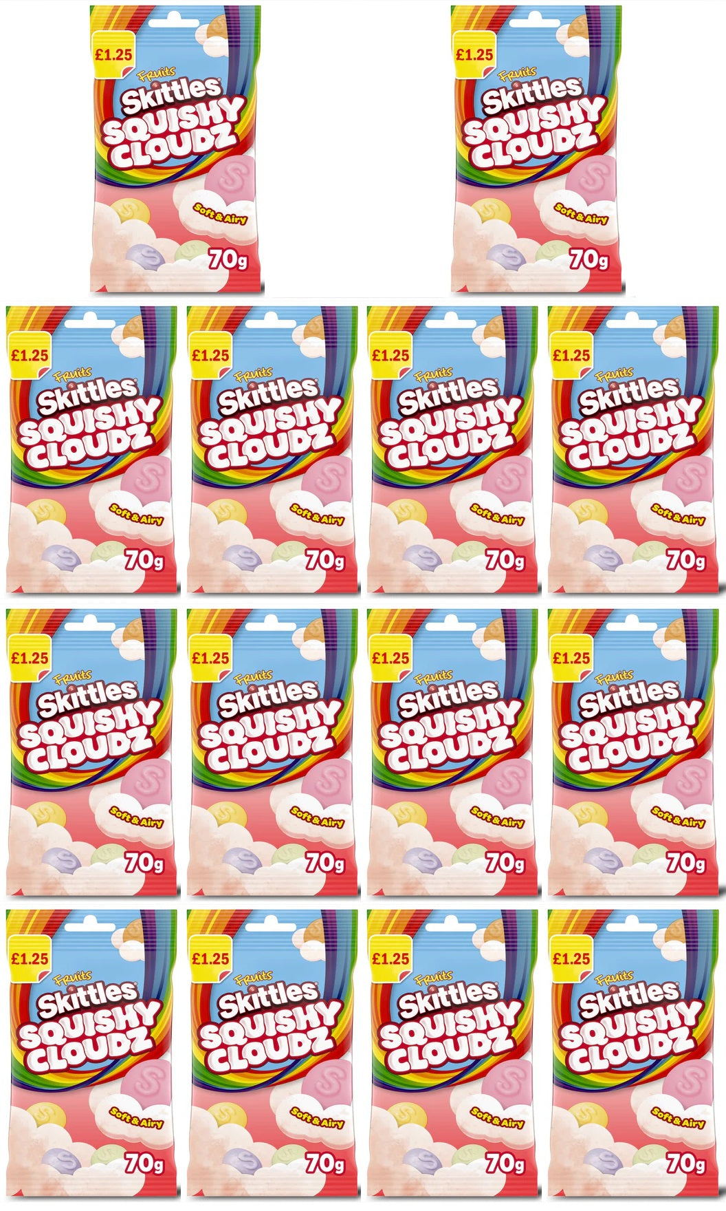14 x Skittles Fruit Squishy Cloudz Treat Bag - 70GM