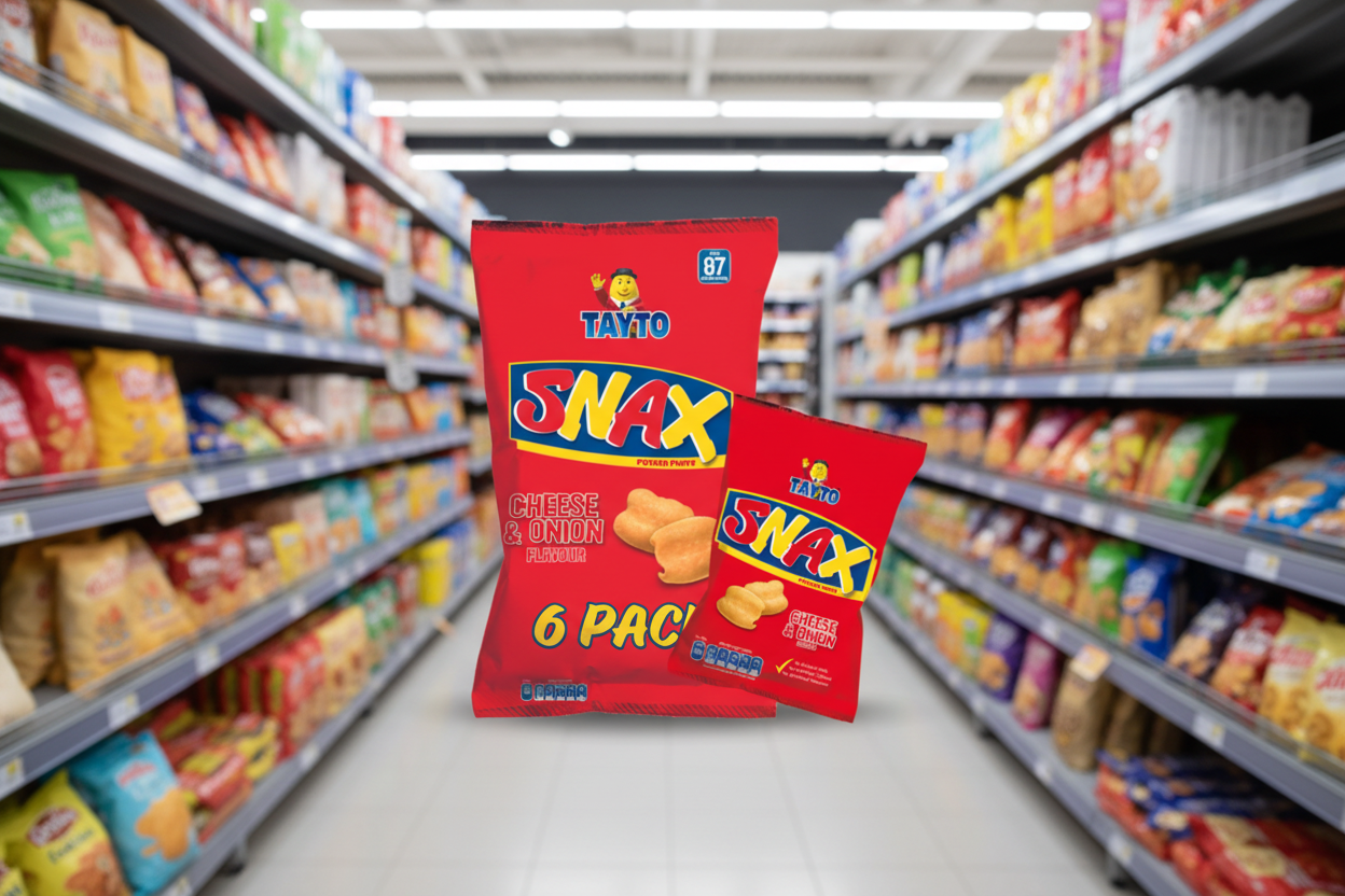 12 x Tayto Snax Potato Puffs Cheese & Onion Flavour 6 X 17G