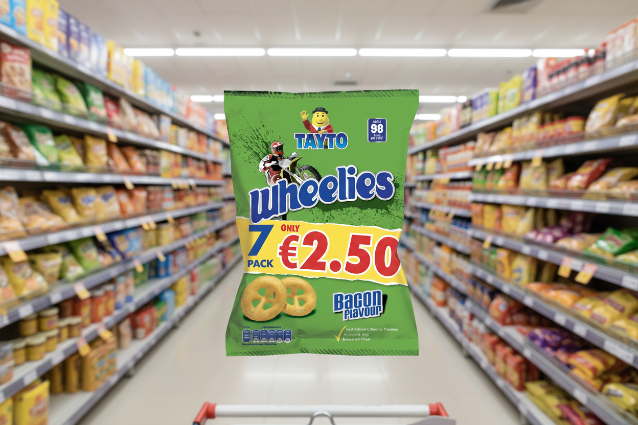 12 x Tayto Wheelies Bacon Flavour 6 X 20G